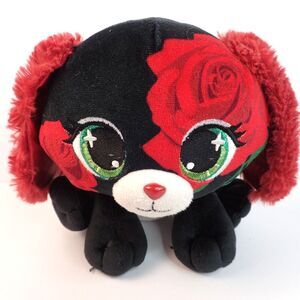GUND Plushers Anna Dolce Dog Plush 6" Stuffed Animal Red Rose Face Rare